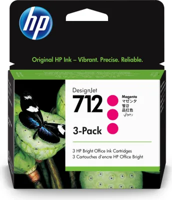 Image de HP 712 3-Pack 29-ml Magenta DesignJet Ink Cartridge