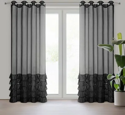 Produktbild von Gardine DANI 1 schwarz 140x250 cm Ösen Ösenvorhang
