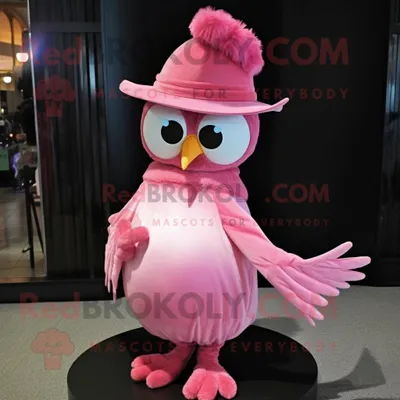Produktbild von Rosa REDBROKOLY Eulen Maskottchen kostüm gekleidet in ein Abendkleid und Mützen