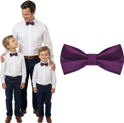 Produktbild von DonDon Fliege Kinder Jungen Babys und Herren Seidenlook Beere glänzend, vorgebunden und längenverstellbar aus Polyester - festliches Accessoire für Hochzeit, Kommunion und Feier