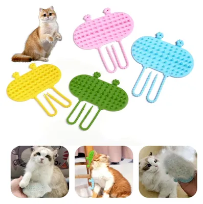Produktbild von 4 Stück Massage-Ecke für Katzen, verstellbarer Katzengesichtskratzer, Haustier Fellpflege Massagekämme mit Riemen für Klettergerüste und Tischbeine, geeignet für langes und kurzes Fell