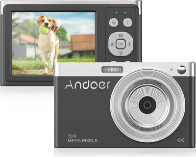 Produktbild von Andoer Kompakte 4K-Digitalkamera, Video-Camcorder, 50 MP, 2,88 Zoll, IPS-Bildschirm, Autofokus, 16-facher Zoom, Anti-Shake-Gesichtserkennung, Smile Capture, integrierter Blitz mit 2 Batterien, Tragetasche, Handschlaufe fuer Kinder und Jugendliche