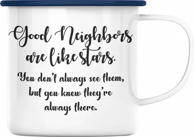 Produktbild von Trendation - Bester Nachbar Geschenk für Nachbarn Emaille Tasse Geschenkidee Beste Nachbarn der Welt Nachbarin (Blau)