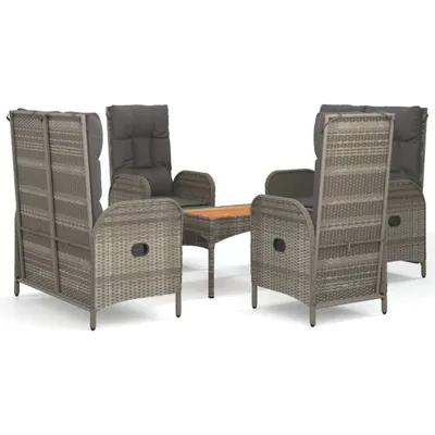 Image de vidaXL Ensemble de jardin 5 pièces avec coussins Gris Poly rotin