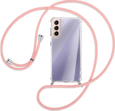 Produktbild von Handykette Backcover-Schutzhülle mit Band (Metall silberfarben) für Samsung Galaxy S21 5G - rosa