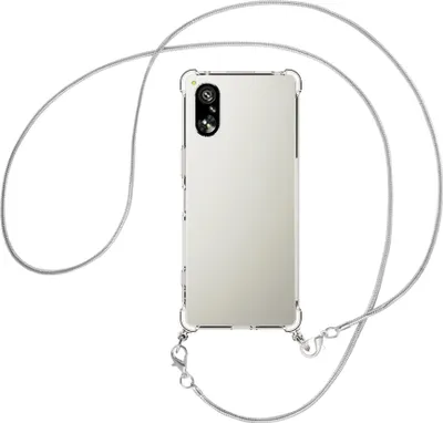 Produktbild von Handykette Backcover-Schutzhülle mit Band (Metall silberfarben) für Sony Xperia 5 V (6.1'') - silberfarbene Snake-Kette