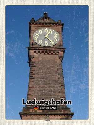 Produktbild von vianmo Holzschild 40x30 cm Ludwigshafen Pegeluhr Bildmotiv Reisemotiv Abenteuer Reisen