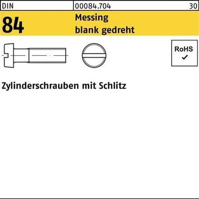 Produktbild von Reyher  Zyl.schr. m. Schlitz DIN 84 Messing M 1,4x16 gedr. (100 Stück)