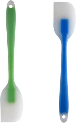 Obrázek produktu pro Sada silikonových špachtlí – univerzální a tepelně odolné – sada 2 ks – zeleno-modrá – silikonové
