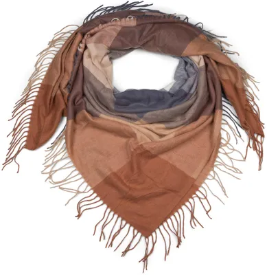 Produktbild von styleBREAKER Damen XXL Schal mit mehrfarbigem Karo Muster und Fransen, warmes Winter Tuch, Deckenschal 01017116