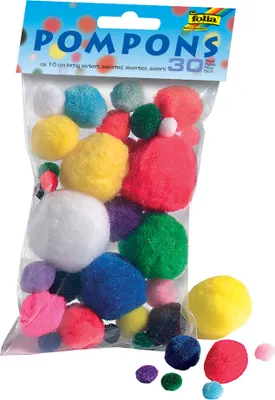 Produktbild von folia Pompons, 30 Stck, GrӇen und Farben sortiert