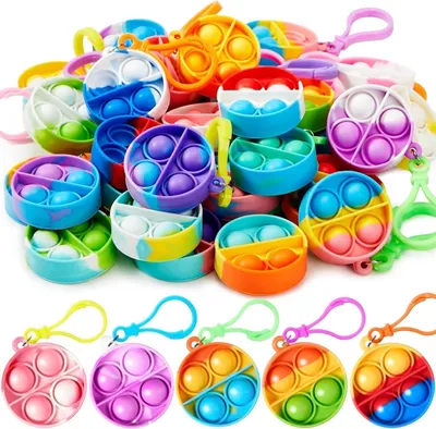 Image de JOYIN Set de 30 porte-clés ronds pop pour enfants 4-8 ans - Mini Fidget Toys
