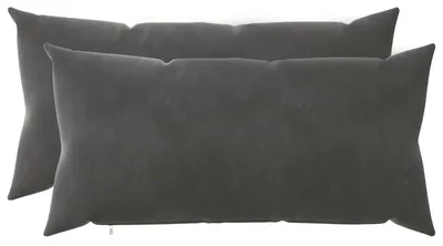 Image de Ensemble de 2 housses de coussin en velours gris foncé, dimensions 40 x 70 cm