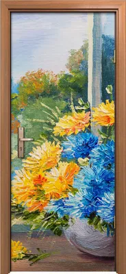 Produktbild von Türposter 80x200 cm Türaufkleber Türtapete Türfolie Klebefolie Strauß Frühlings Blumen auf dem Tisch