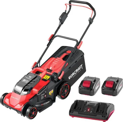 Zdjęcie produktu dla Kosiarka Worcraft CLM-S40LiBH ShareSYS, 2x20V Li-Ion, 430 mm, 45 lit., bezszczotkowa, zestaw 2x4,0 Ah akumulator + szybka ładowarka