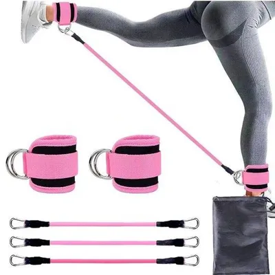 Produktbild von Fitness-Set für Frauen zu Hause, Trainingsgeräte für die Hüftmuskulatur, rote Trainingsbänder