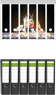 Produktbild von Wallario 6 Stück breite Ordner inkl. Klebeetiketten mit Motive Tropische Früchte in einem erfrischenden Drink -  Set mit Rückenschildern / Ordnerrücken Stickern
