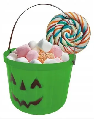 Produktbild von Fiestas Guirca Kürbis Eimer Grün 15 cm für Süßigkeiten Halloween