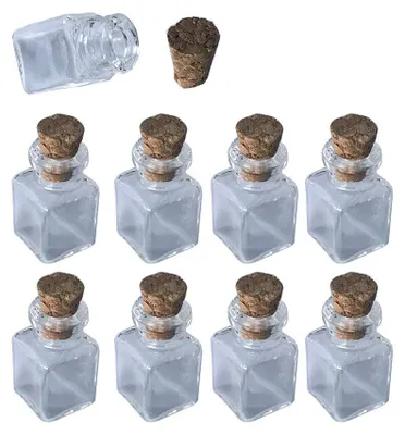Obrázok produktu pre 10 kusov mini fliaš, sklenených, so zátkou, pekné mini fľaše, vhodné na