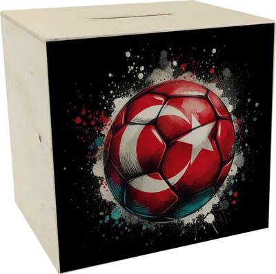 Produktbild von Fußball Türkei Flagge Spardose aus Holz