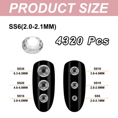 Produktbild von 4320 Stš¹ck SS6 Runde Flache Rš¹ckseite Kristall 2,0-2,1mm Glas Strasssteine Diamanten fš¹r DIY Basteln Kleidung Schuhe Nagelkunst Dekoration, Klar