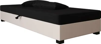 Produktbild von AURA SOFA Boxspringbett ZONDA 90x195 Komplett-Set mit Bonell Matratze, Polsterbett mit Bettkästen - Hellbeige/Schwarz, SAWANA 01/14