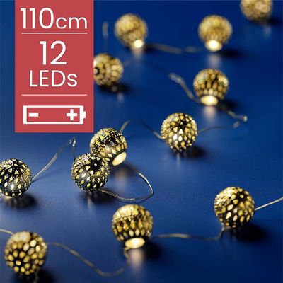 Tautropfen "Kugeln" gold - 110cm - 12 LED Lichter