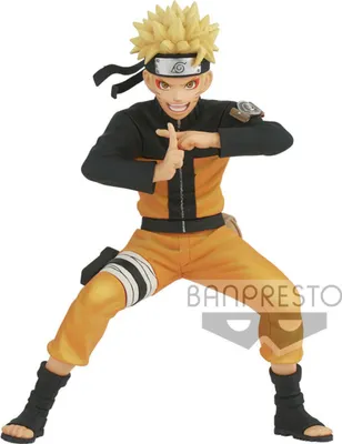 A figurine of Naruto Uzumaki in a dynamic pose.
