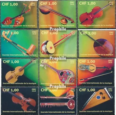 Produktbild von Briefmarken UNO - Genf 2018 Mi 1054-1065 (kompl.Ausg.) postfrisch Saiteninstrumente
