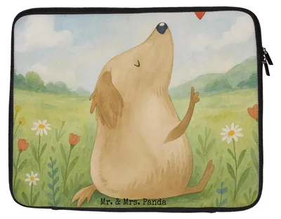 Produktbild von Mr. & Mrs. Panda Hülle Laptop Hund Liebe Design 27 x 36 cm - Weiß - Geschenk, Sleeve, Sprüche, Tasche, Notebook, Hunde, Laptoptasche, Herz