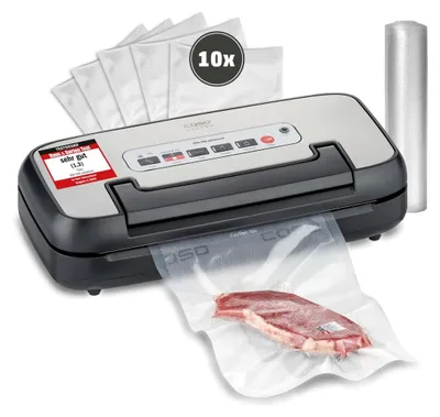 Produktbild von Vakuumiergerät Vakuumierer Vakuumverpackungsmaschine - 125 Vakuumiervorgänge - 2,5 mm Schweißnaht - Mit Schneider und Folienfach