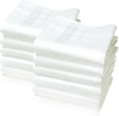 Zdjęcie produktu dla Chusteczki materiałowe 35x35 cm, 100% bawełna, klasyczna biała, do codziennego użytku