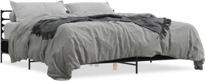 Productafbeelding van Maison Exclusive - Bedframe, zwart, 200x200 cm, gemaakt van houtvezel en metaal