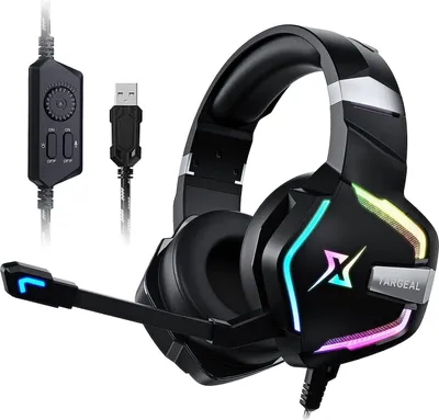 Produktbild von Gaming-Headset (Überragender Tragekomfort und gute Atmungsaktivität, Mit Kabel,mit Mikrofon 3D Surround Sound Headphones Noise Cancelling RGB Lights)