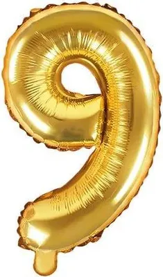 Produktbild von Folienballon Zahl "9" 35cm gold Metall 1 Stk.