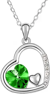 Produktbild von Halskette Herz Damen 3 Herzen Doppelherz mit Zirkonia Kristall Strass Silber grün
