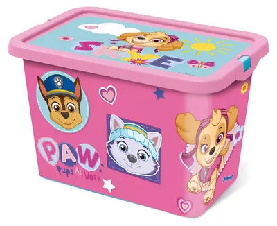 Produktbild von Kunststoff-Aufbewahrungsbox für Spielzeug mit Deckel, rosa – Paw Patrol