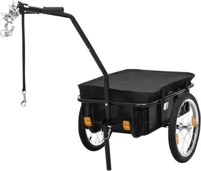 Image de Remorque pour vélo avec cadre en acier et une capacité de charge de 50 kg, incluant une housse de protection résistante aux intempéries