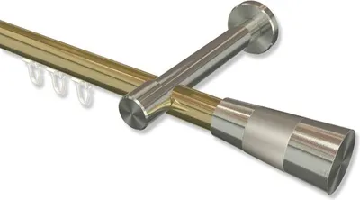 Produktbild von Interdeco Innenlaufstange, Gardinenstange mit Innenlauf Messing-Optik / Edelstahl-Optik Modell Prestige Tanara, 20 mm Ø 1-läufig, 120 cm