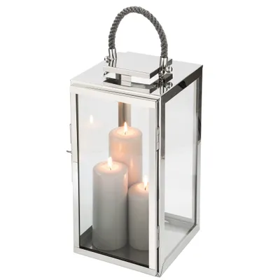 Produktbild von Fink SEVILLA, Laterne, Edelstahl , Glas, grau, silberfarben, L. 24 cm, B. 24 cm, H. 48 cm 159589