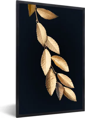 Produktbild von MuchoWow® MuchoWow® Gerahmtes Poster Baum - Blatt - Gold 20x30 cm - Poster mit zchwarzem Bilderrahmen - Drucken - Bilder Poster im Rahmen