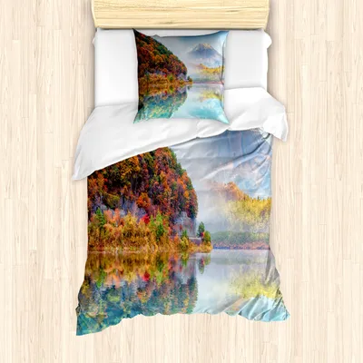 Produktbild von ABAKUHAUS Berg Bettbezug Set für Einzelbetten, Foggy Klima im Herbst, Milbensicher Allergiker geeignet mit Kissenbezug, 135 cm x 200 cm - 80 x 80 cm, Mehrfarbig