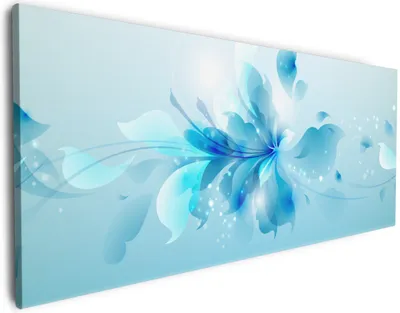 Produktbild von Wallario Premium Leinwandbild Blaues Blumenbuket in Größe 80 x 200 cm