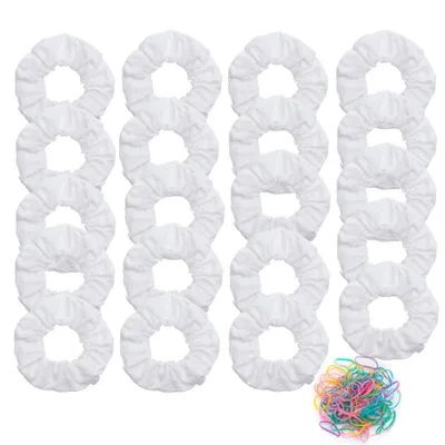 Produktbild von 20 PCS Haargummis Starker Halt, Weißes Stirnband für Batik, elastische Haarbänder aus Baumwolle Pferdeschwanzhalter Haargummis, Haargurt, Haarschmuck (weiß)