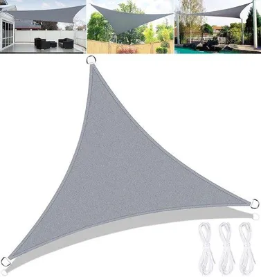 Productafbeelding van Ibenzoa® Driehoekige zonnescherm, 3x3x3 meter – Oxford-polyester, UV-bescherming, weerbestendig, met 3 bevestigingslijnen en roestvrijstalen oogjes