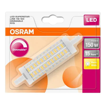 Obrázek produktu pro Osram LED žárovka 118mm tyč 17,5W = 150W R7s clear 2452lm teplá bílá 2700K 360° DIMMABLE