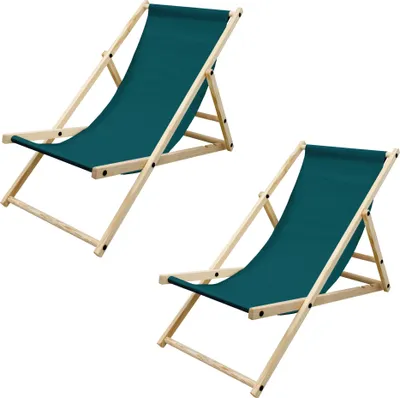 Produktbild von ECD Germany 2x Liegestuhl klappbar aus Holz, Dunkelgrün, bis 120kg, 3 Liegepositionen, Sonnenliege Gartenliege Relaxliege Strandliege Strandliegestuhl