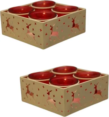 Produktbild von 2er Set Teelichthalter Weihnachtsdekoration Teelichtgläser Deko Kerzenhalter Nr 216