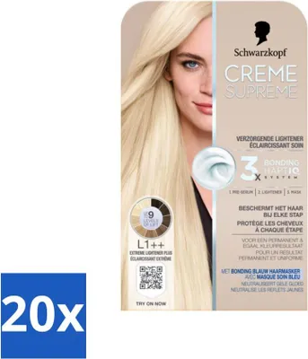 Immagine prodotto di Schwarzkopf - Tintura per capelli - Creme Supreme L1++ - Schiaritore Estremo Plus - 245 g - Confezione risparmio - 20 pezzi