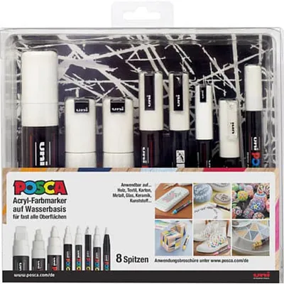 Produktbild von POSCA Marker UNI 8er Spitzenset weiß